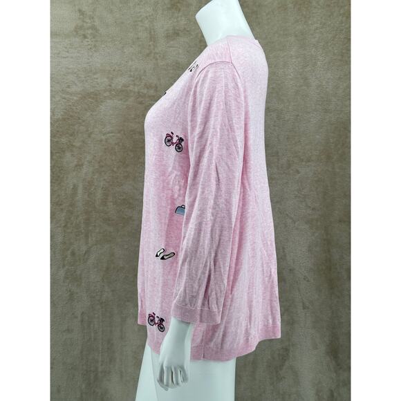Talbots Sweater Womens 2X Pink Paris Love Lightweight Feminine Romantic Preppy - Picture 4 of 9